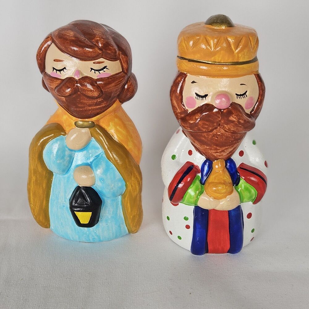 Christmas Wisemen Kings‎ Lot of 2 Figures  Paper Mache 4"